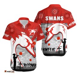 Swans Football ANZAC Hawaiian Shirt Sydney Indigenous Camouflage Art