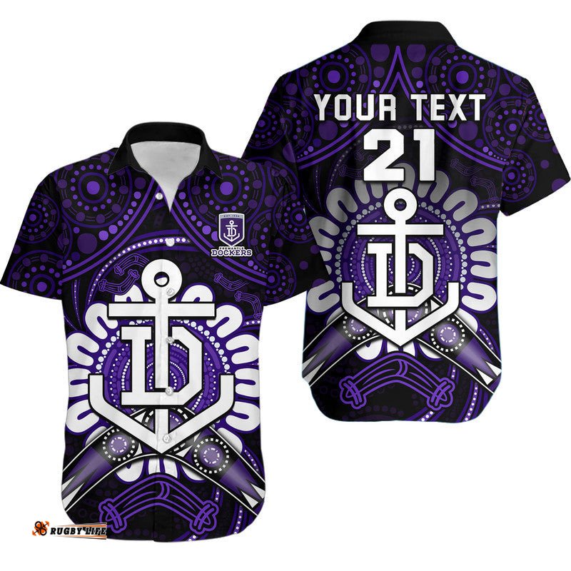 Custom Personalised Dockers Football Hawaiian Shirt Boomerang Indigenous Dots