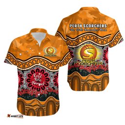 Perth Scorchers Cricket ANZAC Hawaiian Shirt Poppy Aboriginal Camouflage