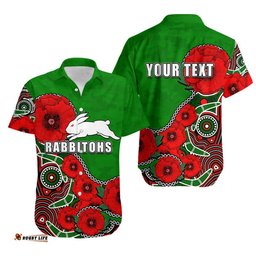 Custom Personalised Anzac Day NRLRabbitohs Army Mix Aboriginal Hawaiian Shirt No.1