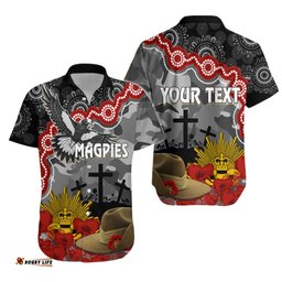 Magpies Football ANZAC Hawaiian Shirt Aboriginal Mix Slouch Hat