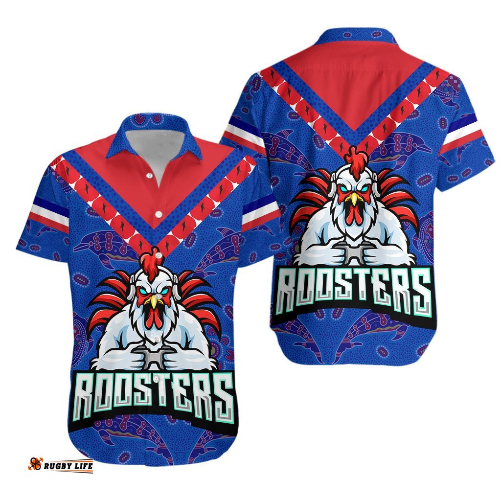 Sydney Roosters Indigenous ANZAC Hawaiian Shirt Prairie Style