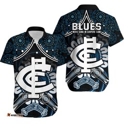 Blues Football Hawaiian Shirt Boomerang Indigenous Dots