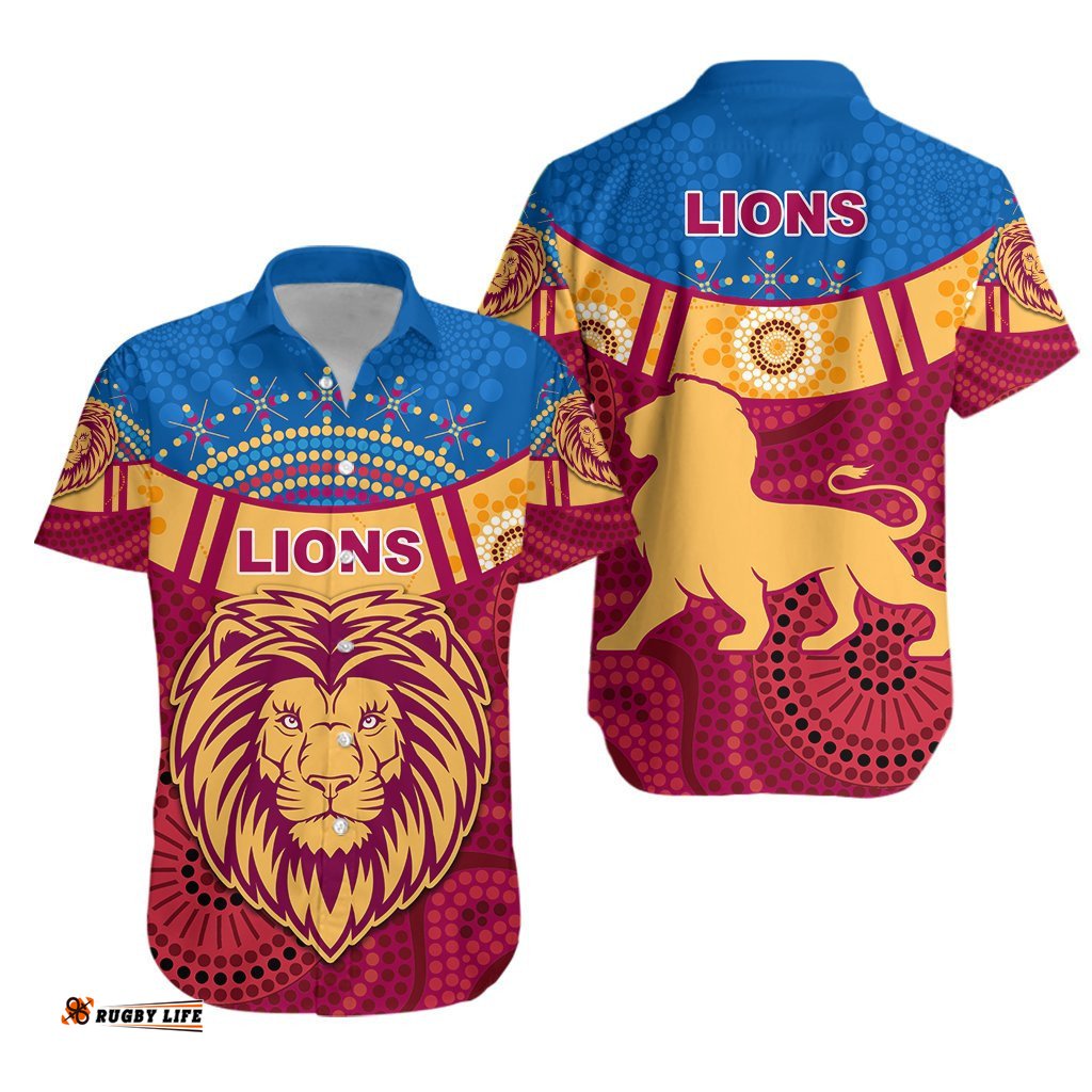 Brisbane Indigenous Hawaiian Shirt Proud Lions