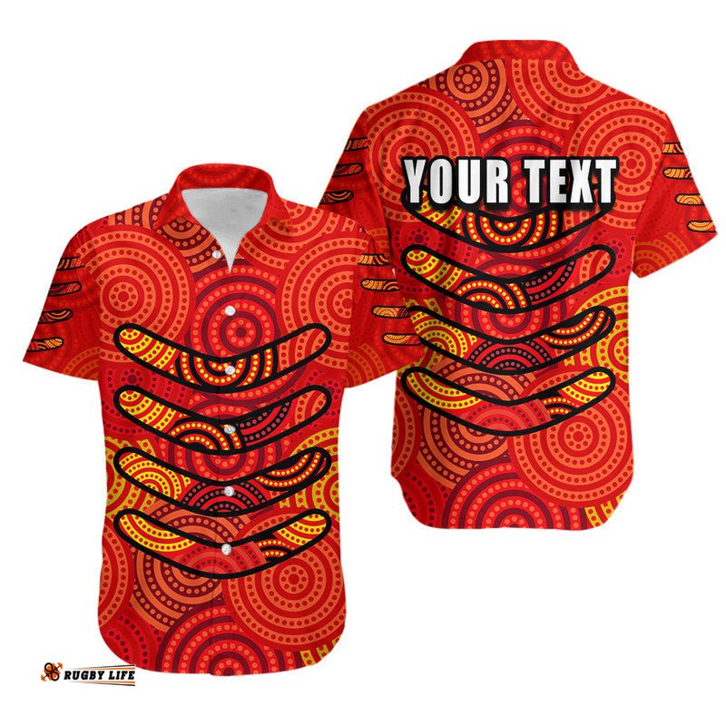 Custom Personalised Boomerang Aboriginal Dot Patterns Hawaiian Shirt Red Style