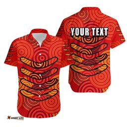 Custom Personalised Boomerang Aboriginal Dot Patterns Hawaiian Shirt Red Style