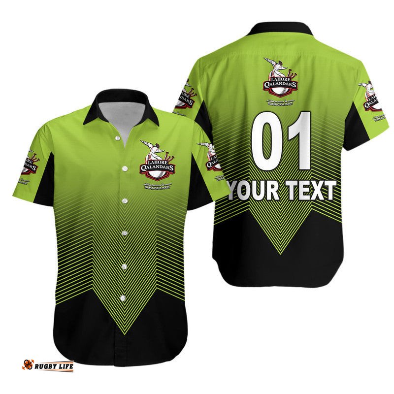 Custom Personalised Lahore Qalandars HBL PSL T20 Cricket Hawaiian Shirt Original Green