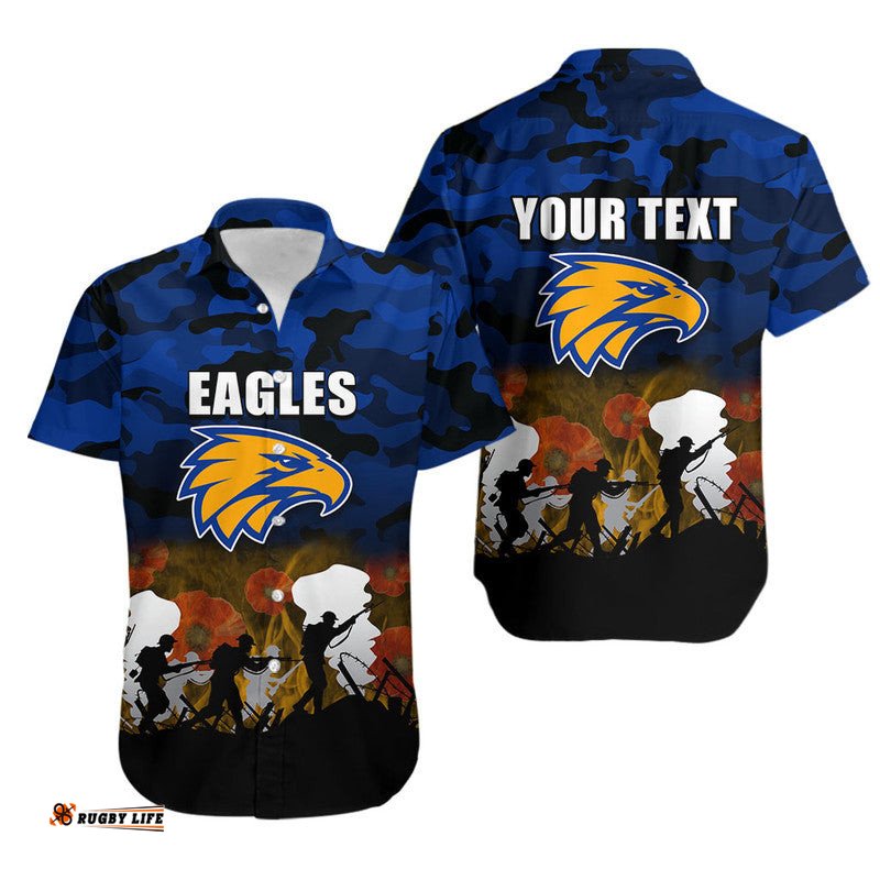 Custom Personalised AFL Anzac Day Hawaiian Shirt Eagles Army Style