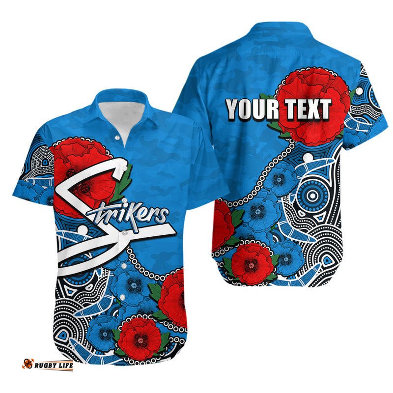 Custom Personalised Anzac DayAdelaide Strikers Army Mix Aboriginal Hawaiian Shirt