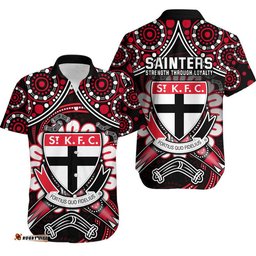 St Kilda Saints Hawaiian Shirt Boomerang Indigenous Dots