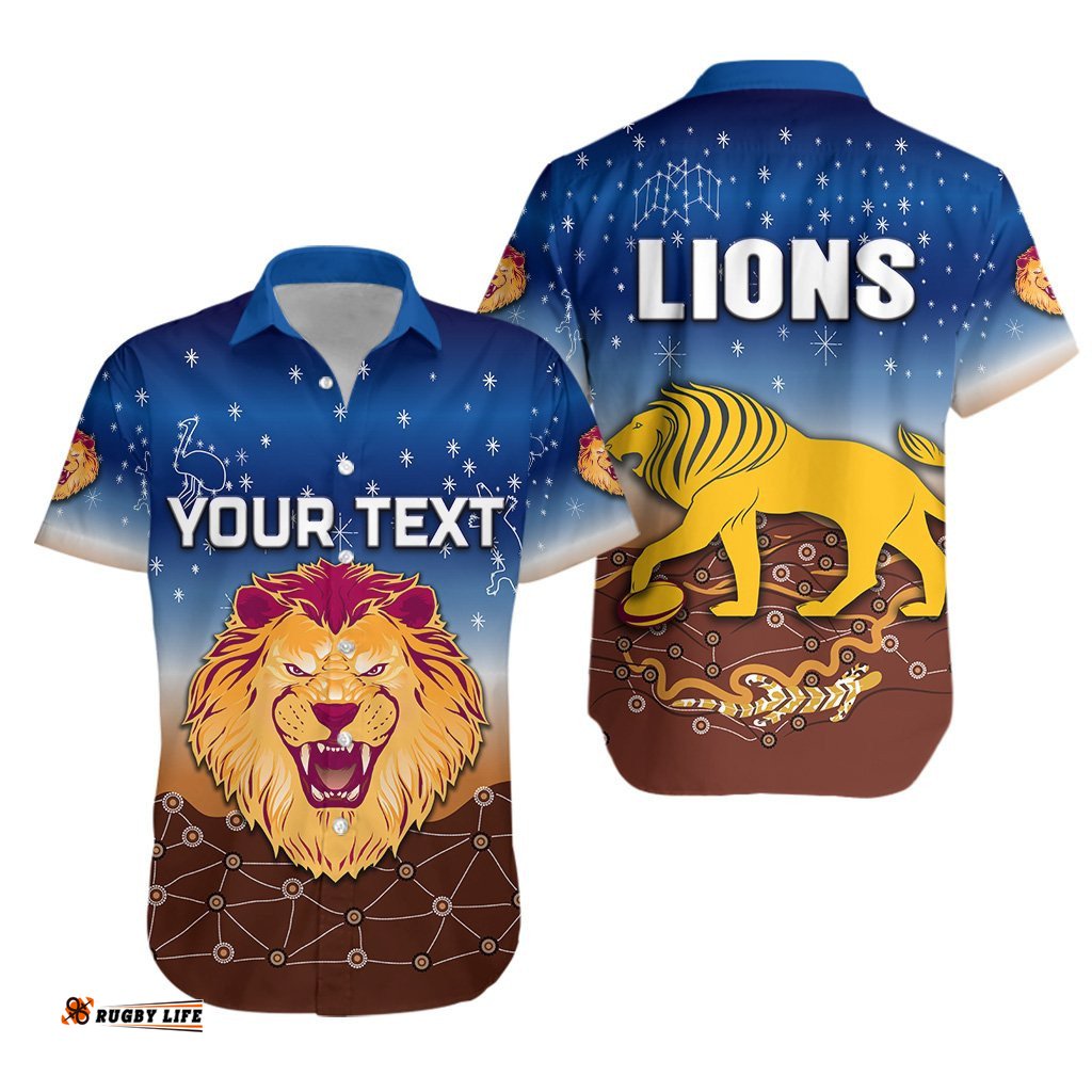 Custom Personalised Brisbane Lions Hawaiian Shirt Simple Indigenous