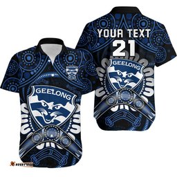 Custom Personalised Cats Football Hawaiian Shirt Boomerang Indigenous Dots