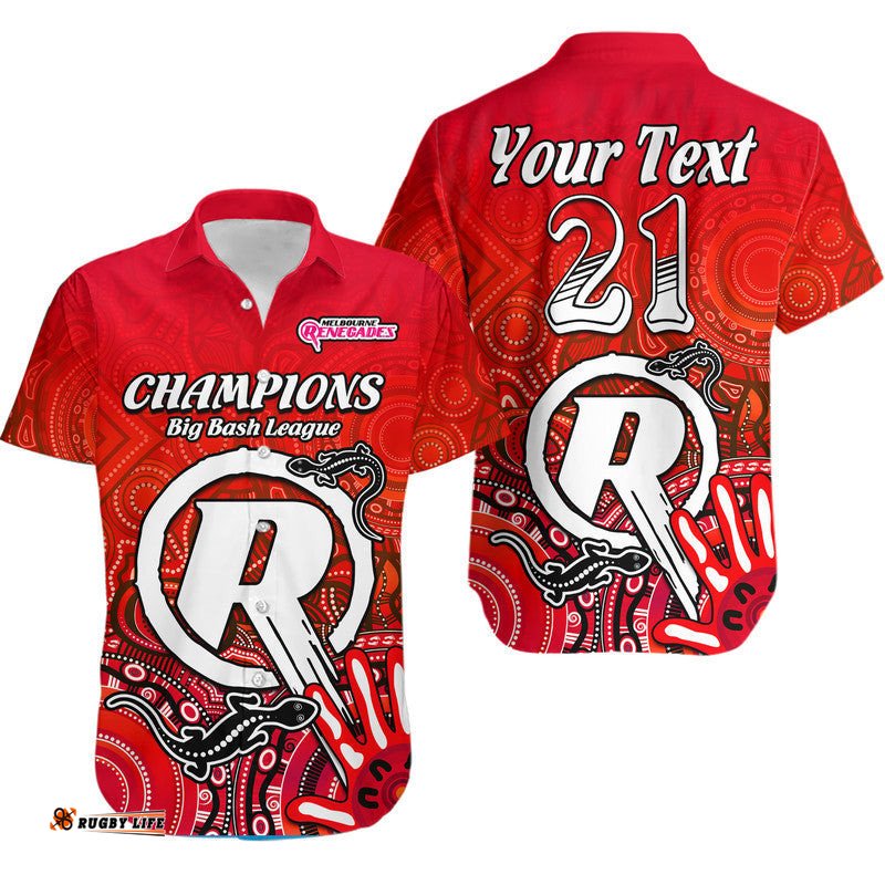 Custom Personalised Melbourne Renegades Champions Hawaiian Shirt Lizard Indigenous Aboriginal
