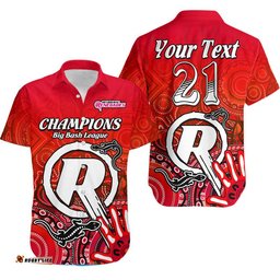Custom Personalised Melbourne Renegades Champions Hawaiian Shirt Lizard Indigenous Aboriginal