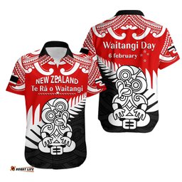 Waitangi Day Hawaiian Shirt Tino Rangatiratanga Flag With Tiki Maori Fern