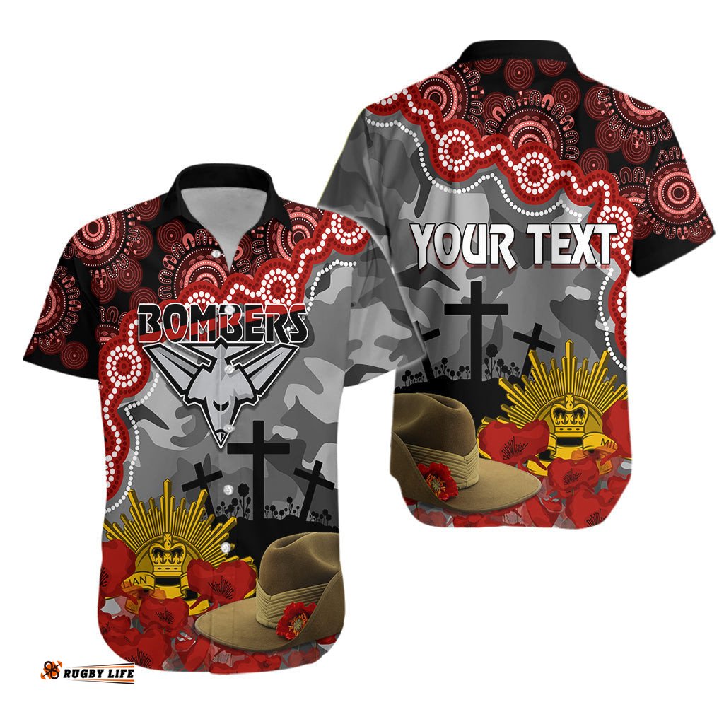 Bombers Football ANZAC Hawaiian Shirt Aboriginal Mix Slouch Hat