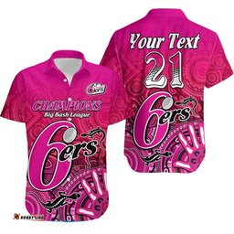 Custom Personalised Sydney Sixers Champions Hawaiian Shirt Lizard Indigenous Aboriginal
