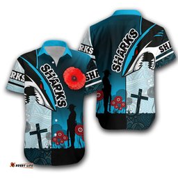 Sharks Hawaiian Shirt Cronulla ANZAC Day