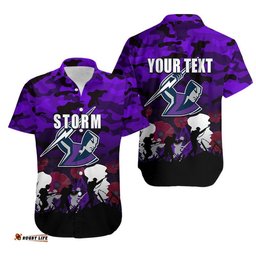 Custom Personalised NRL Anzac Day Hawaiian Shirt Storm Army Style