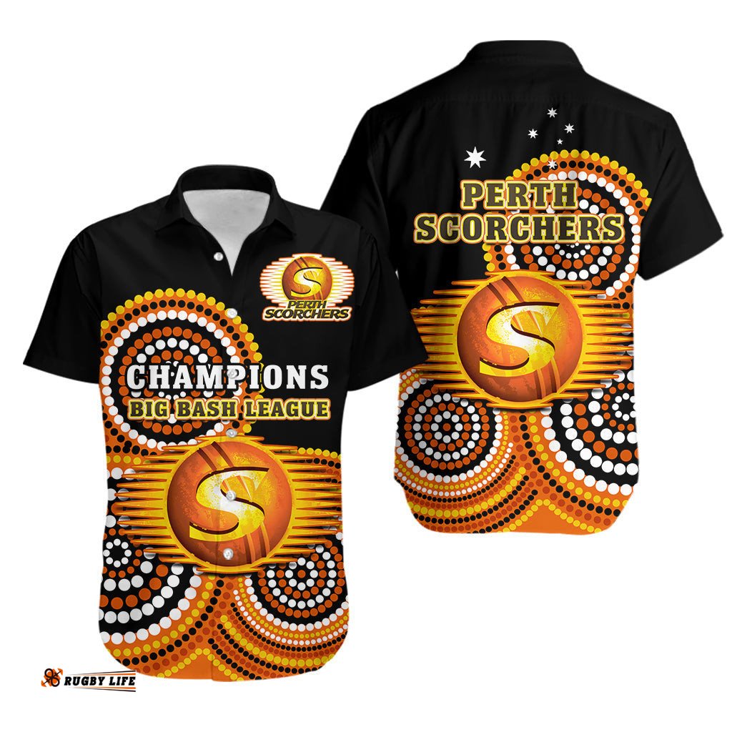 Perth Scorchers Cricket Hawaiian Shirt Champions BBL12 Proud Indigenous Art