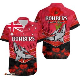 Bombers Football ANZAC Hawaiian Shirt Lest We Forget