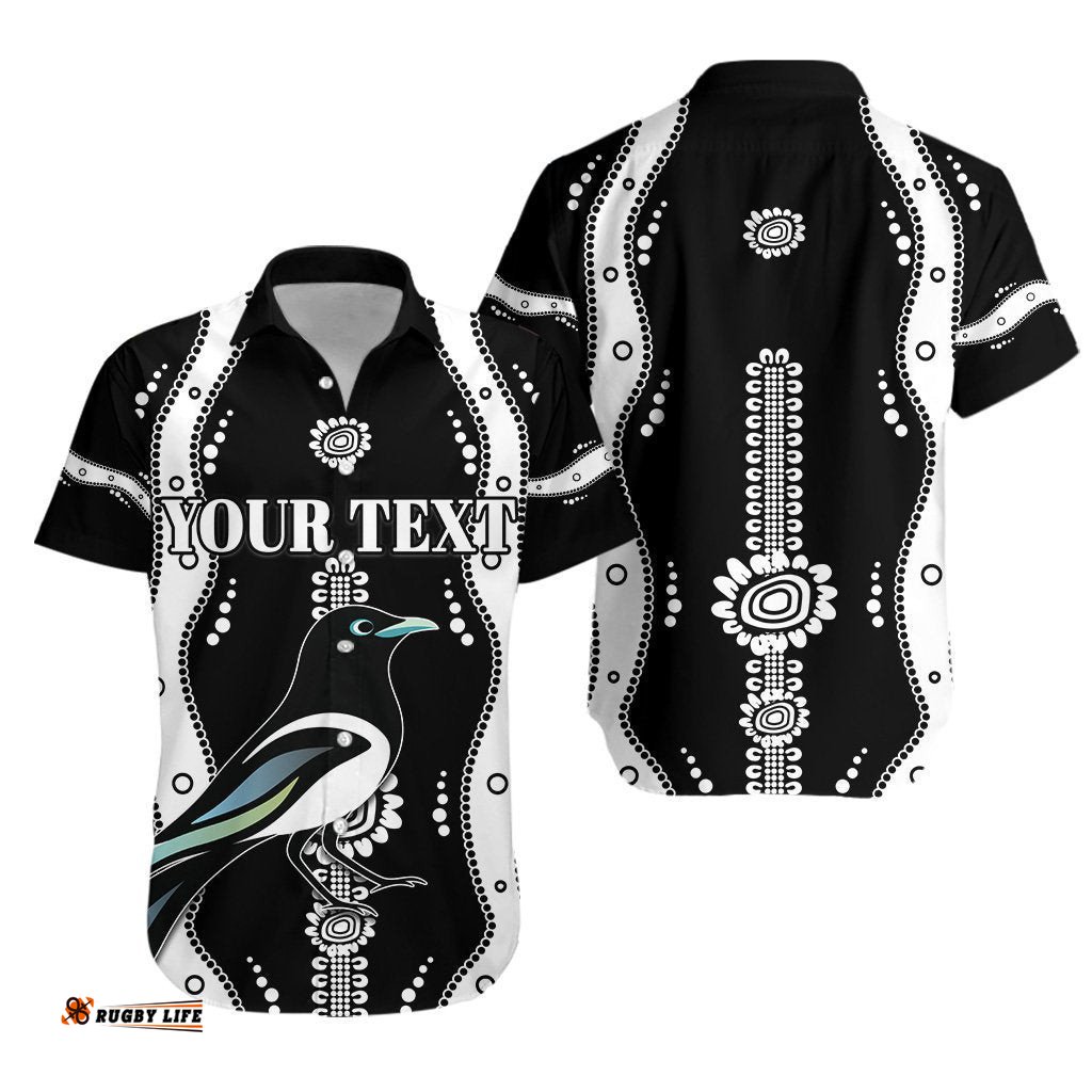 Custom Personalised Collingwood Hawaiian Shirt Pies Indigenous Black
