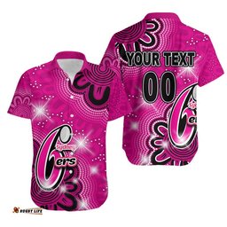 Custom Personalised And Number Sydney Sixers Cricket Hawaiian Shirt Aboriginal Pink