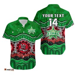 Custom Text And Number Stars Cricket ANZAC Hawaiian Shirt Melbourne Poppy Aboriginal Camouflage