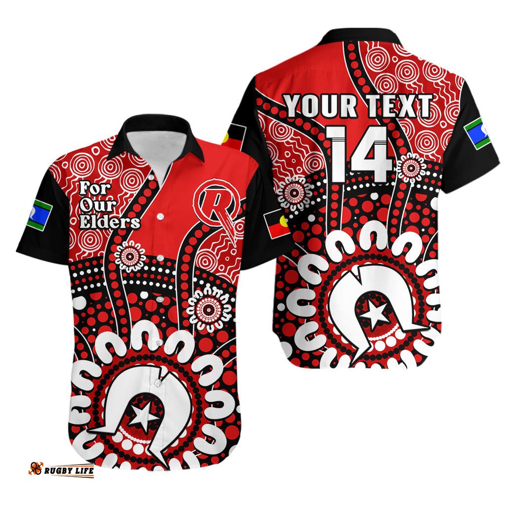 Custom Text And Number Melbourne Renegades NAIDOC Hawaiian Shirt Indigenous For Our Elders