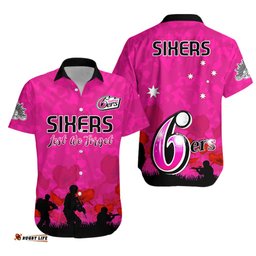 Sydney Sixers Cricket Hawaiian Shirt Anzac Day Camouflage Poppy Lest We Forget