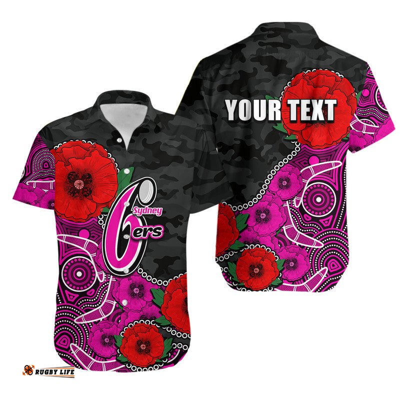 Custom Personalised Anzac DaySydney Sixers Army Mix Aboriginal Hawaiian Shirt
