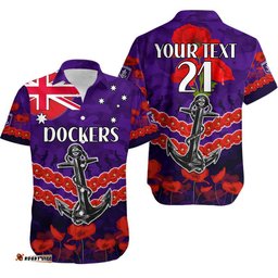 Custom Personalised Dockers Football ANZAC Hawaiian Shirt Lest We Forget