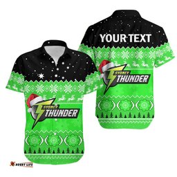 Custom Personalised Thunder Cricket Hawaiian Shirt Aboriginal Merry Christmas