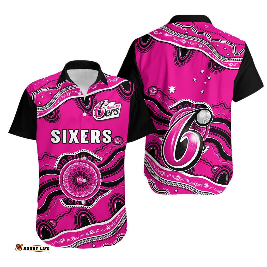 Sixers Cricket Hawaiian Shirt Sydney Aboriginal Painting