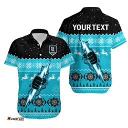Custom Personalised Port Adelaide Football Hawaiian Shirt Magentas Indigenous Merry Christmas