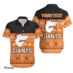 Custom Personalised Greater Western Sydney Football Hawaiian Shirt Giants Aboriginal Merry Christmas