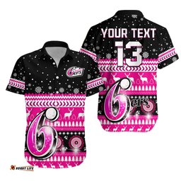 Custom Text and Number Sydney Sixers Cricket Hawaiian Shirt Christmas Aboriginal