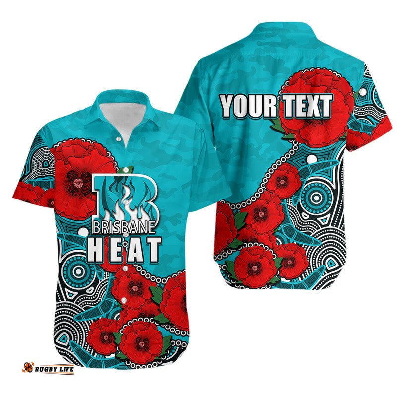 Custom Personalised Anzac DayBrisbane Heat Army Mix Aboriginal Hawaiian Shirt