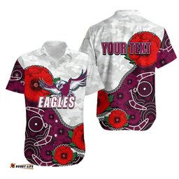 Custom Personalised Anzac Day NRLEagles Army Mix Aboriginal Hawaiian Shirt