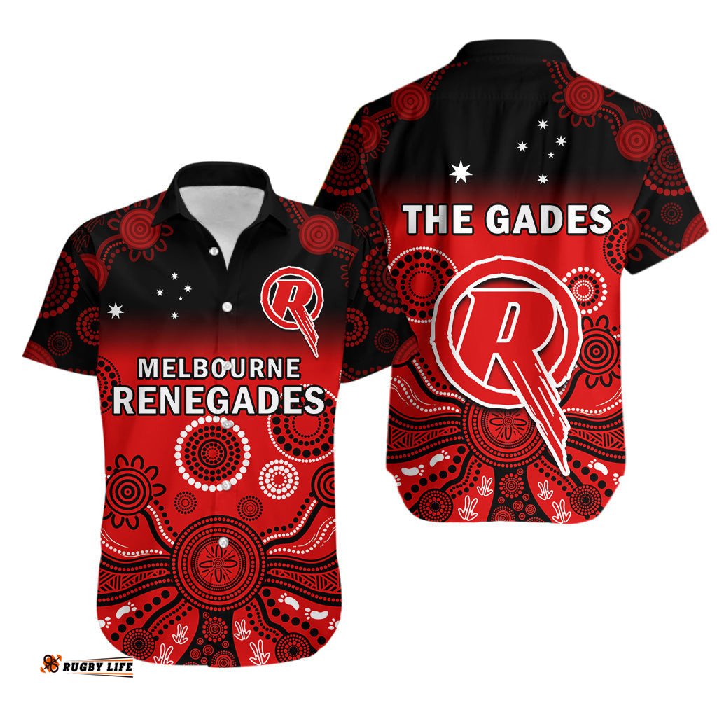 Renegades Cricket Hawaiian Shirt Melbourne Gradient Aboriginal Art