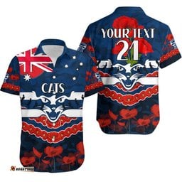 Custom Personalised Cats Football ANZAC Hawaiian Shirt Lest We Forget