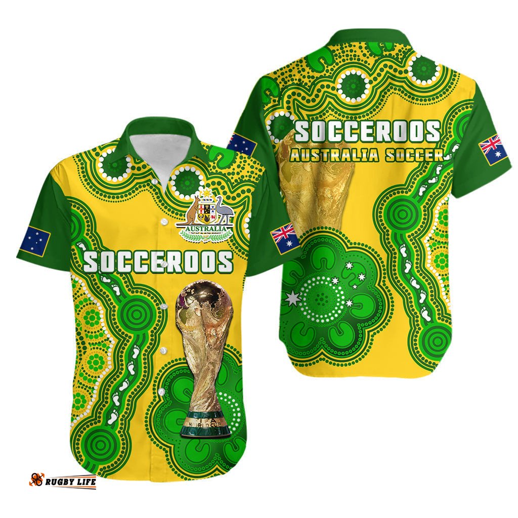 Australia Soccer Hawaiian Shirt Socceroos Aboriginal WC
