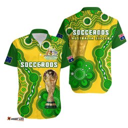 Australia Soccer Hawaiian Shirt Socceroos Aboriginal WC