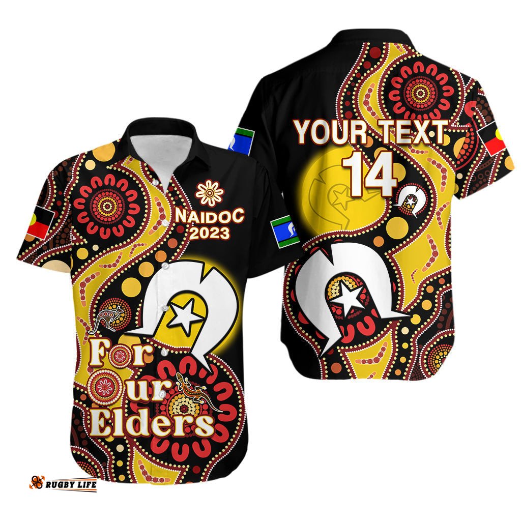 Custom Text And Number Australia NAIDOC Week Hawaiian Shirt Indigenous For Our Elders