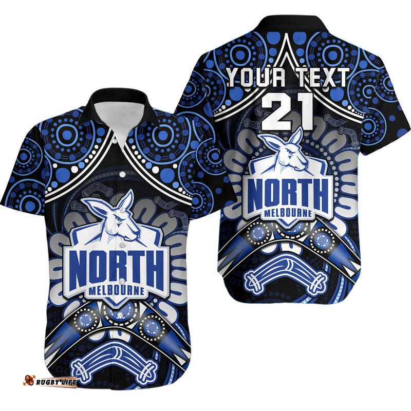 Custom Personalised Kangaroos Football Hawaiian Shirt Boomerang Indigenous Dots