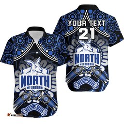 Custom Personalised Kangaroos Football Hawaiian Shirt Boomerang Indigenous Dots