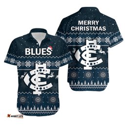 Carlton Football Hawaiian Shirt Blues Indigenous Merry Christmas