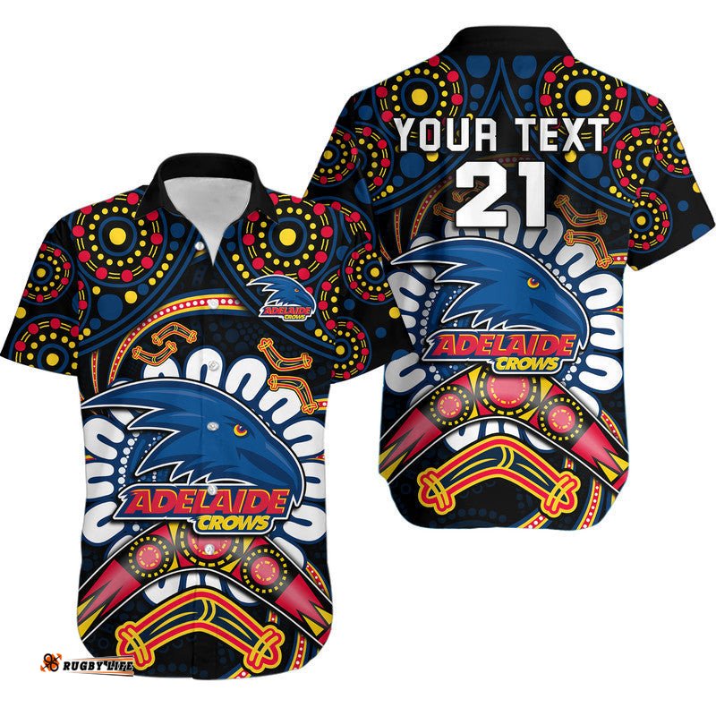 Custom Personalised Adelaide Crows Football Hawaiian Shirt Boomerang Indigenous Dots