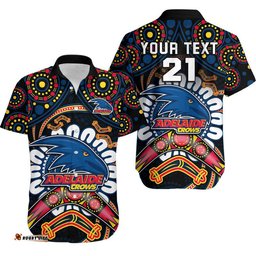 Custom Personalised Adelaide Crows Football Hawaiian Shirt Boomerang Indigenous Dots