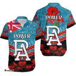 Port Adelaide Power Football ANZAC Hawaiian Shirt Lest We Forget